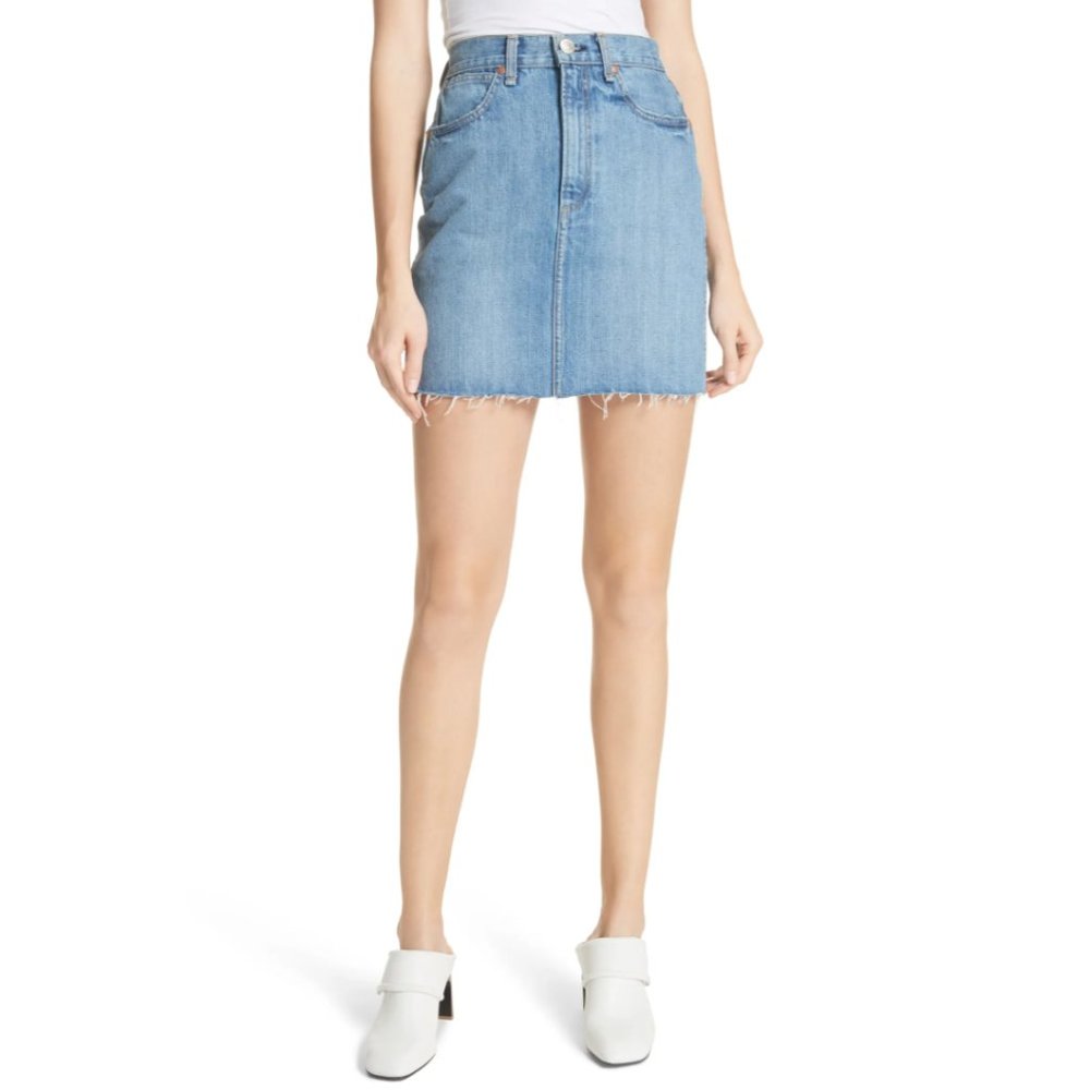 Rag & Bone 100% Cotton Light Wash Baby Blue Moss Denim Skirt - 26 S - Picture 5 of 12